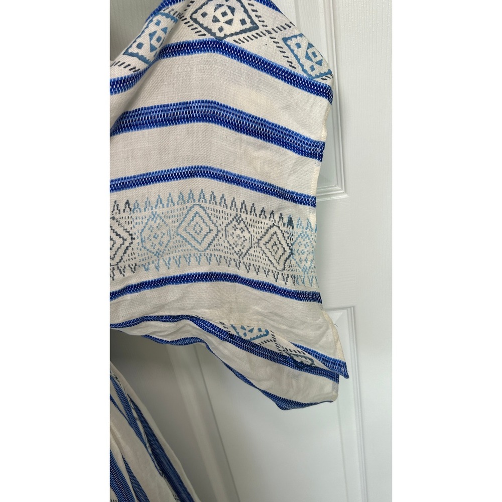 FARM Rio Beaded Maxi Dress Mare de Sol Blue White Boho Embroidered Brazil NWT L - Picture 7 of 14